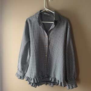 Black and White Gingham Women's Top by Cellabie